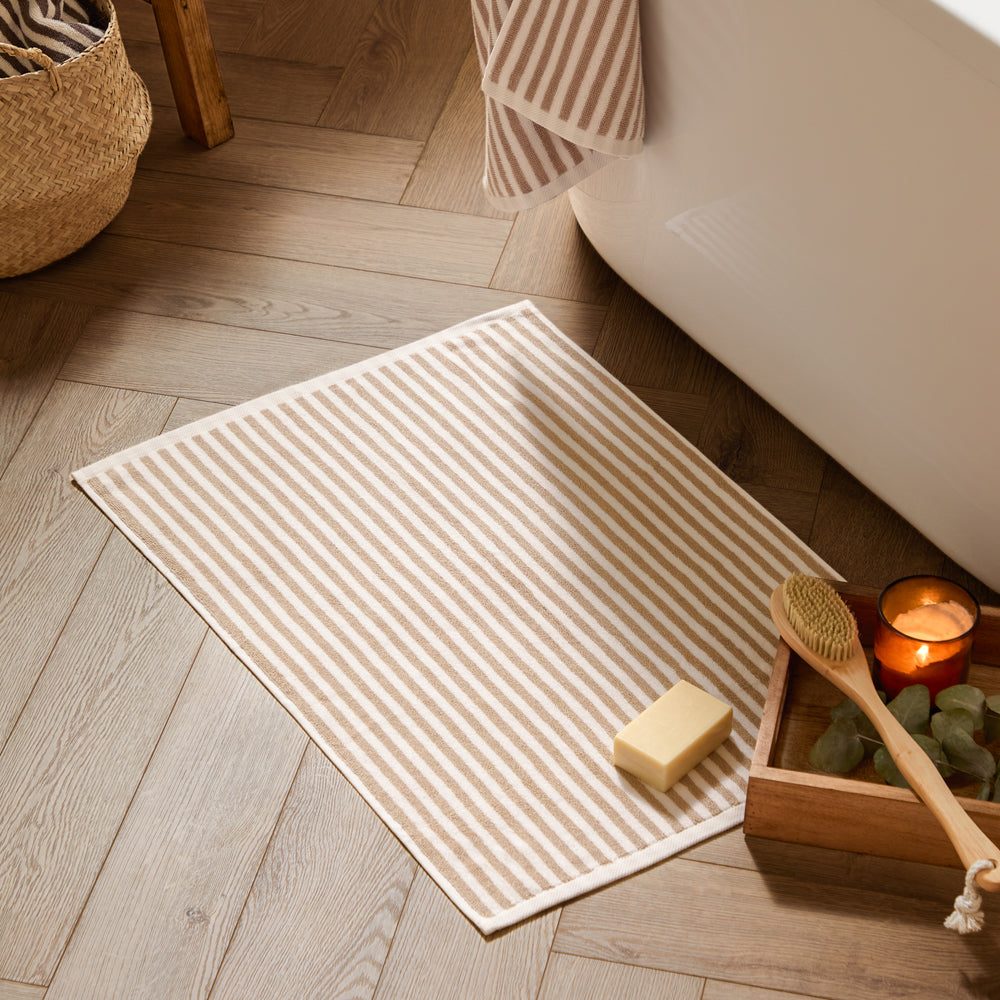 Striped Beige Bathroom - Hebden Striped Cotton Bath Mat Natural Yard