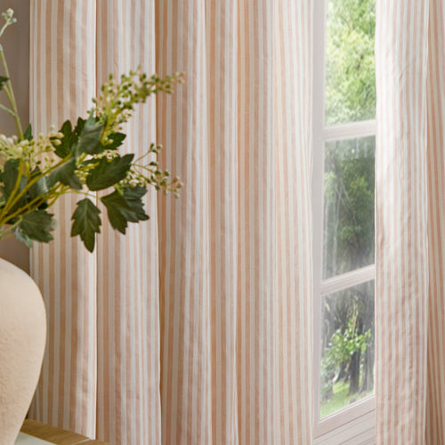 Hebden Striped 100% Cotton Lined Pencil Pleat Curtains Blush