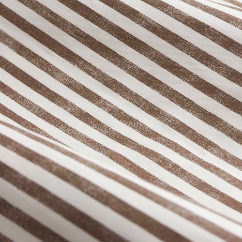 Hebden Striped 100% Cotton Lined Pencil Pleat Curtains Chocolate