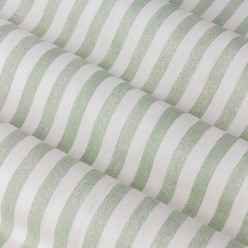 Hebden Striped 100% Cotton Lined Pencil Pleat Curtains Eucalyptus
