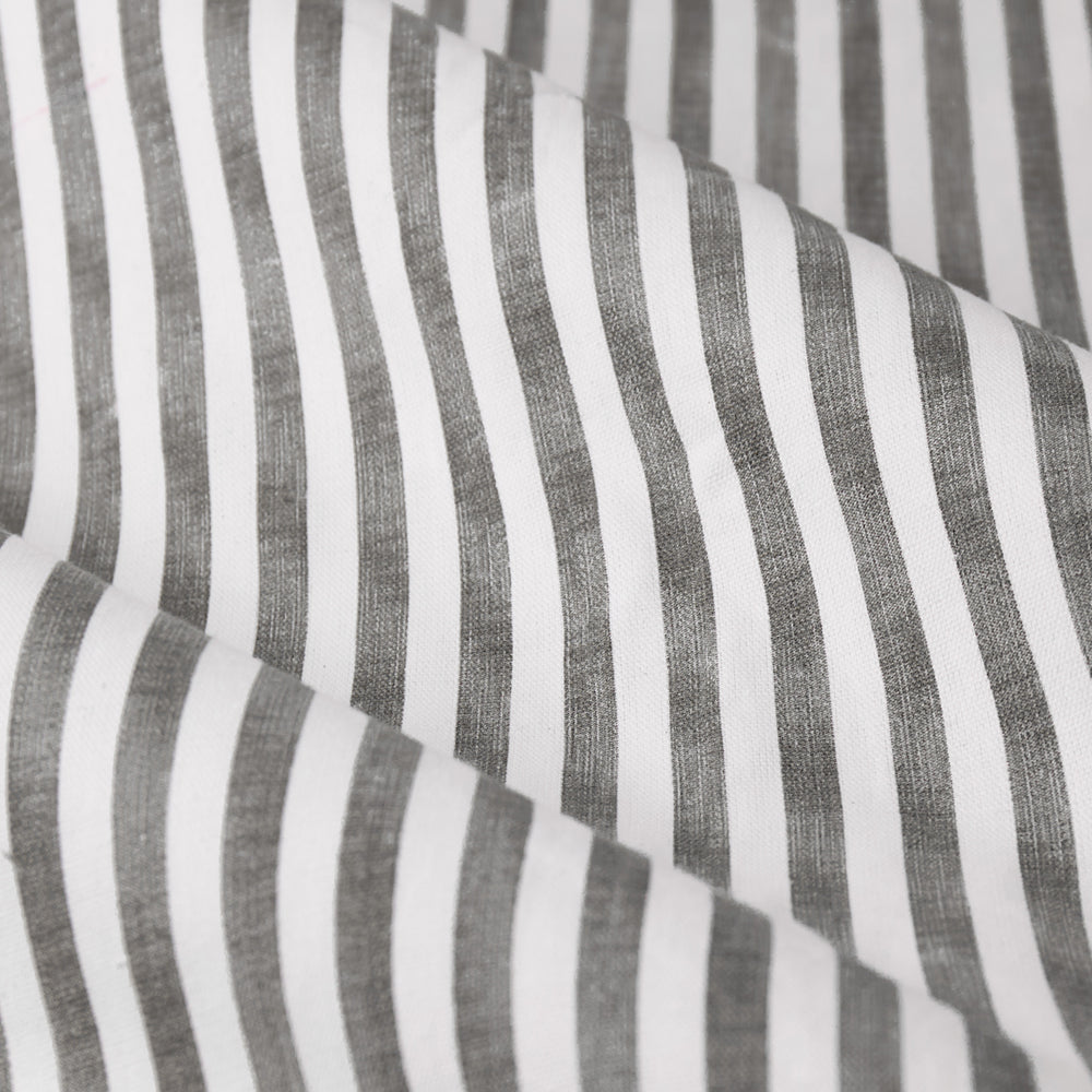 Hebden Striped 100% Cotton Lined Pencil Pleat Curtains Grey