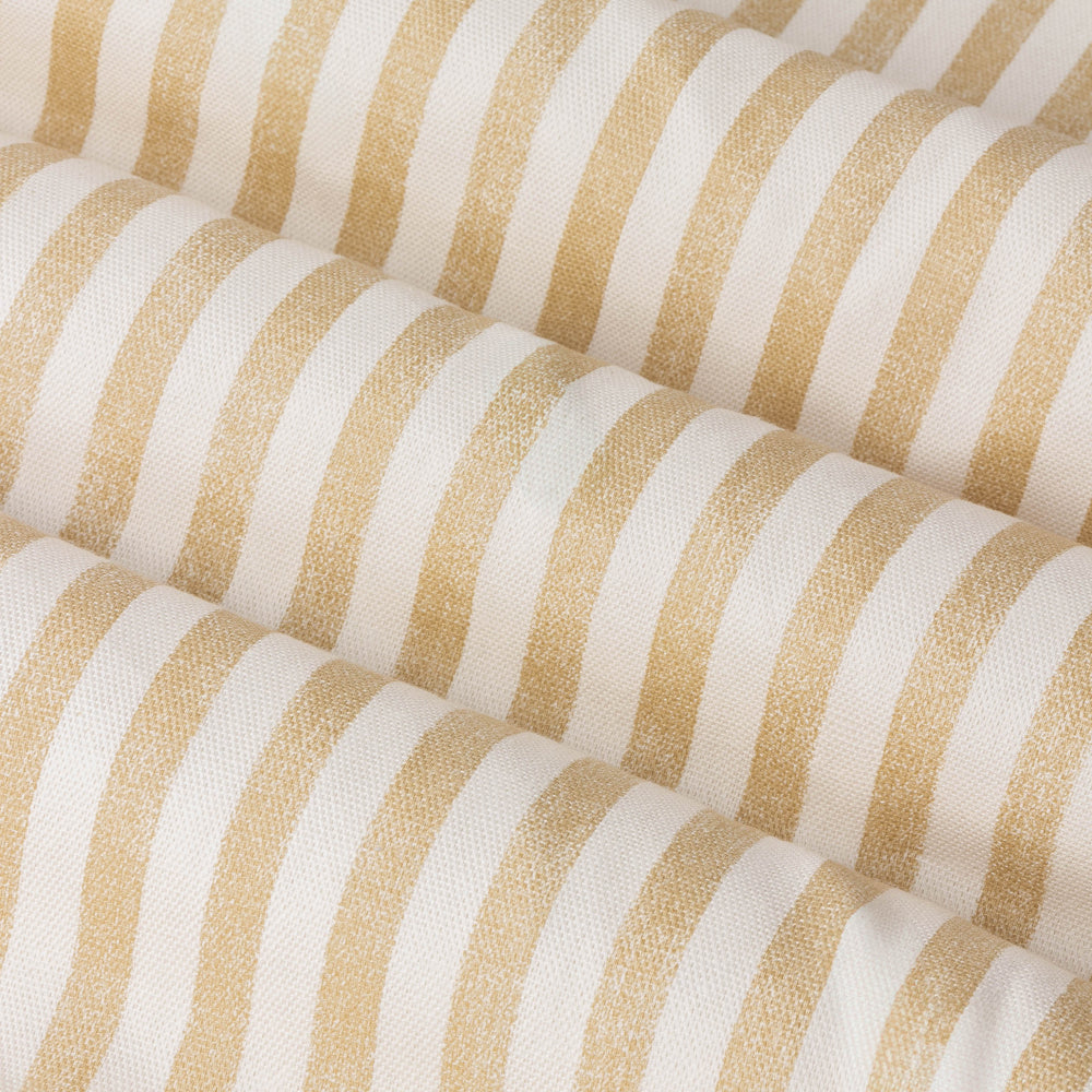 Hebden Striped 100% Cotton Lined Pencil Pleat Curtains Honey Yellow