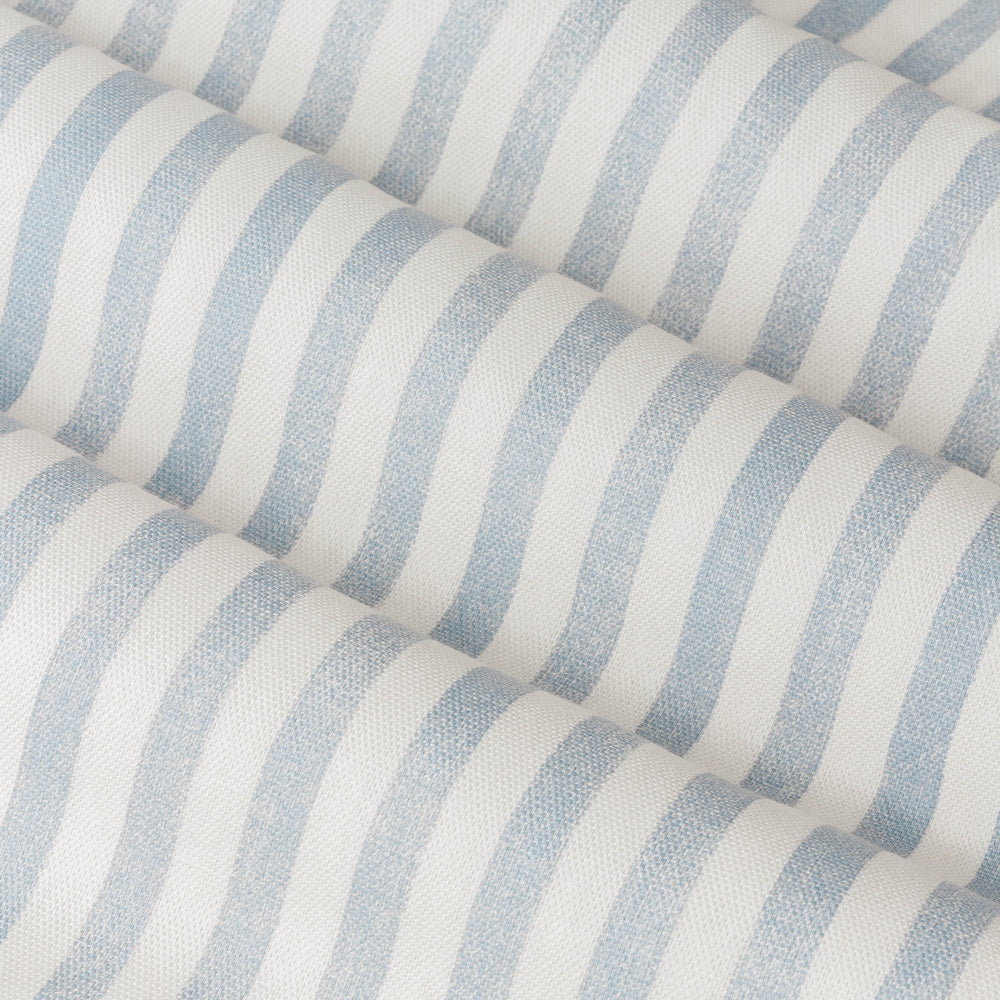 Hebden Striped 100% Cotton Lined Pencil Pleat Curtains Mineral Blue