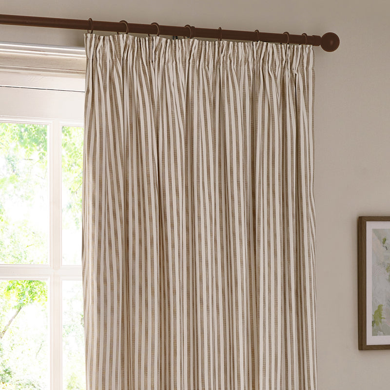 Striped Beige Curtains - Hebden Striped Cotton Pencil Pleat Curtains Natural Yard