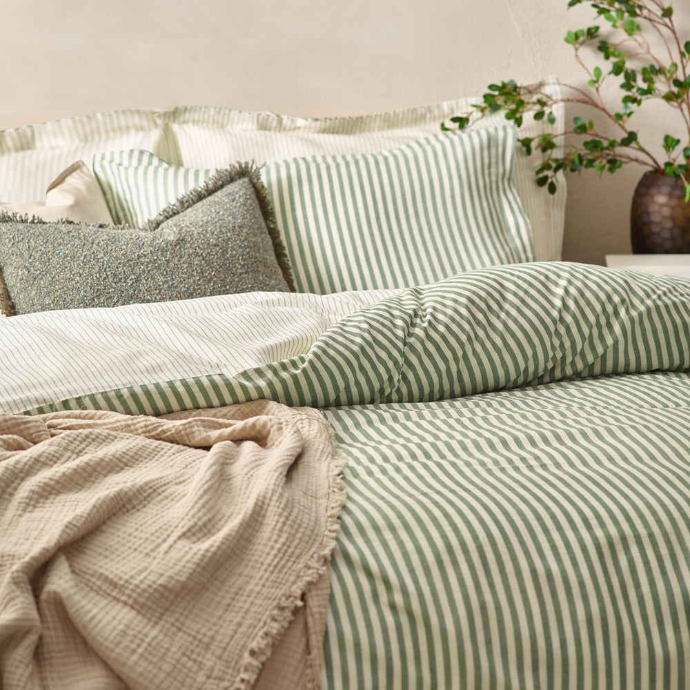 Hebden Stripe 100% Cotton Duvet Cover Set Forest