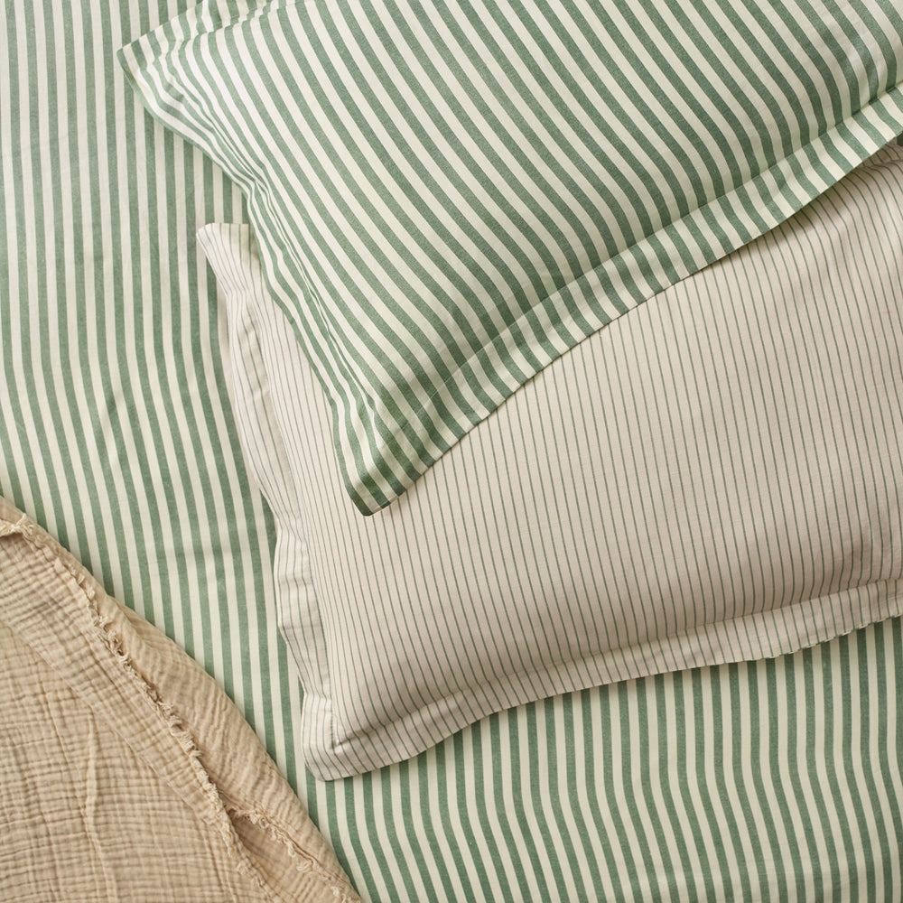 Hebden Stripe 100% Cotton Duvet Cover Set Forest