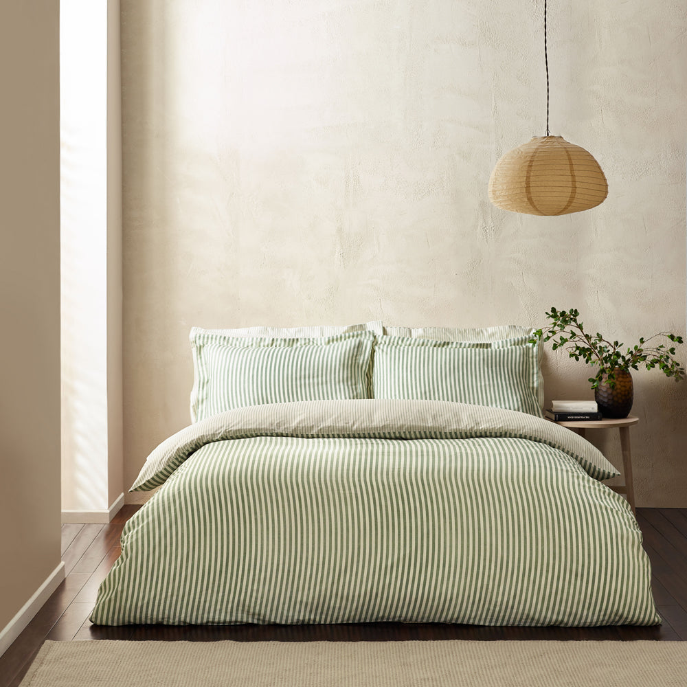 Hebden Stripe 100% Cotton Duvet Cover Set Forest