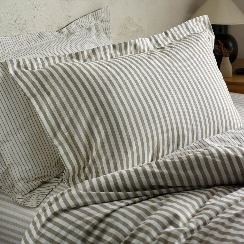Hebden Stripe 100% Cotton Duvet Cover Set Mole