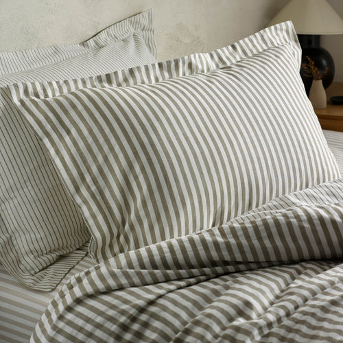 Striped Brown Bedding - Hebden Mélange Stripe Cotton Duvet Cover Set Mole Yard