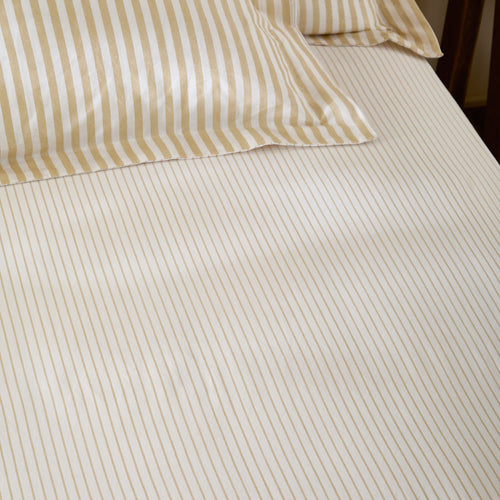 Hebden 100% Cotton Narrow Stripe Fitted Bed Sheet Honey Yellow