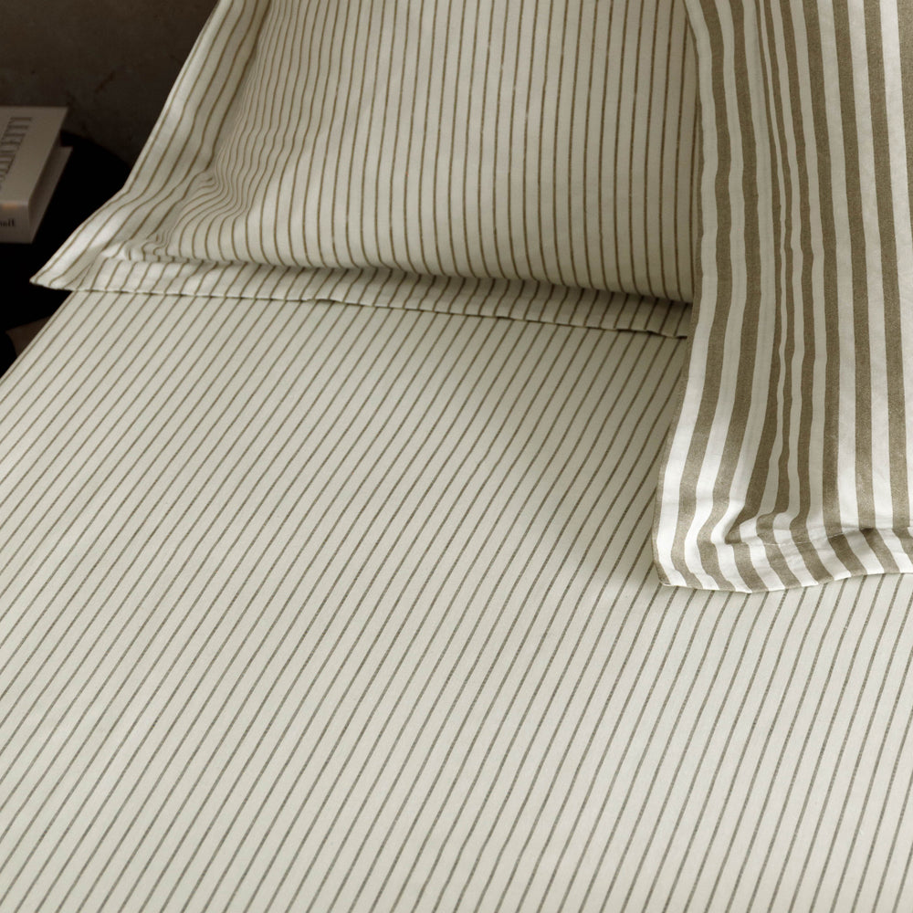 Hebden 100% Cotton Narrow Stripe Fitted Bed Sheet Mole