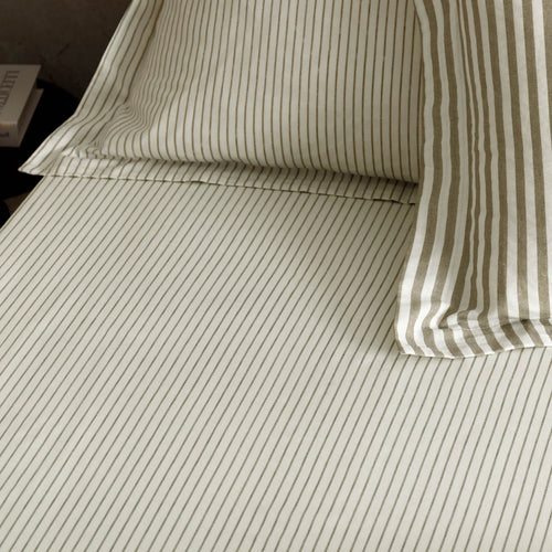 Striped Brown Bedding - Hebden 100% Cotton Narrow Stripe Fitted Bed sheet Mole Yard