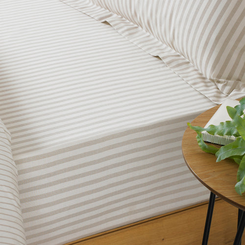 Striped Beige Bedding - Hebden Striped Fitted Bed Sheet Natural Yard