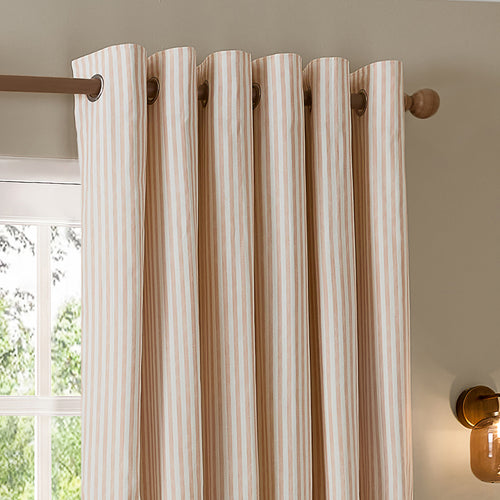 Hebden Striped 100% Cotton Lined Eyelet Curtains Blush