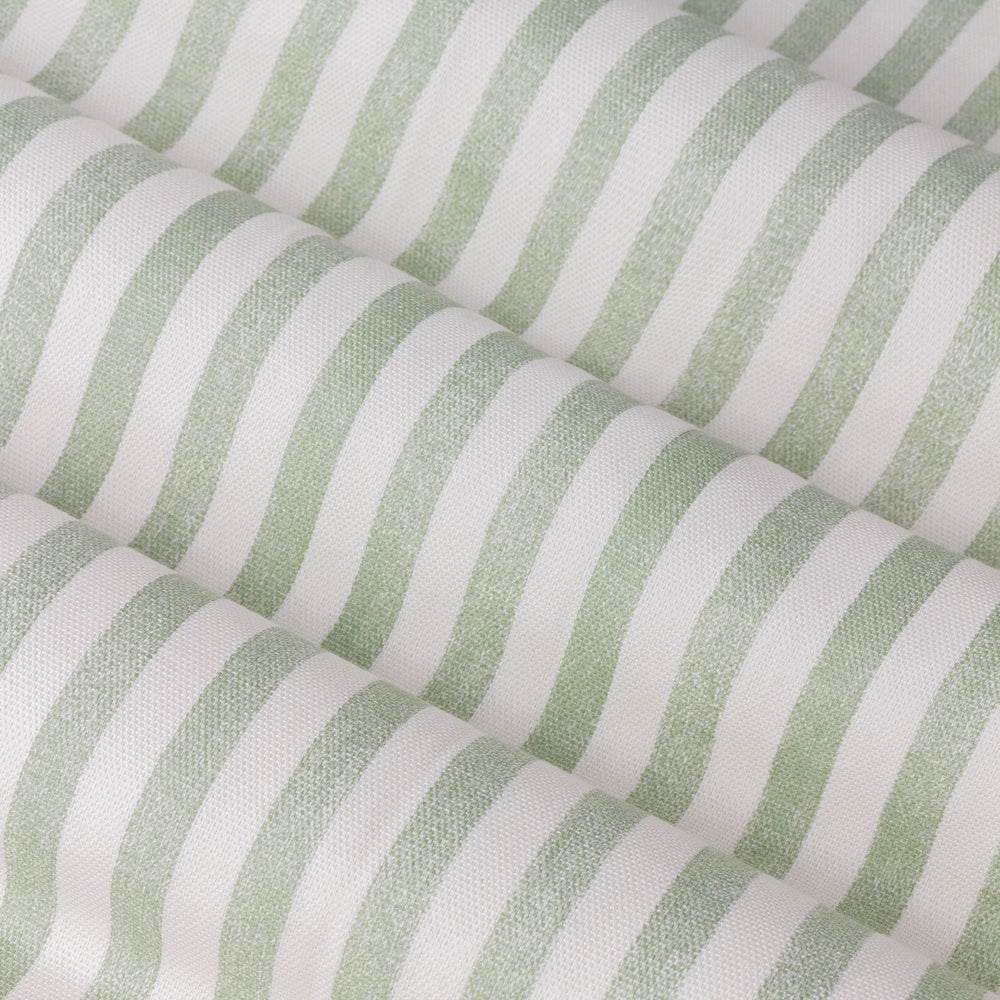 Hebden Striped 100% Cotton Lined Eyelet Curtains Eucalyptus
