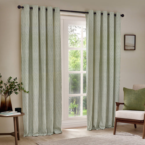 Striped Green Curtains - Hebden Striped Cotton Eyelet Curtains Forest Green Yard