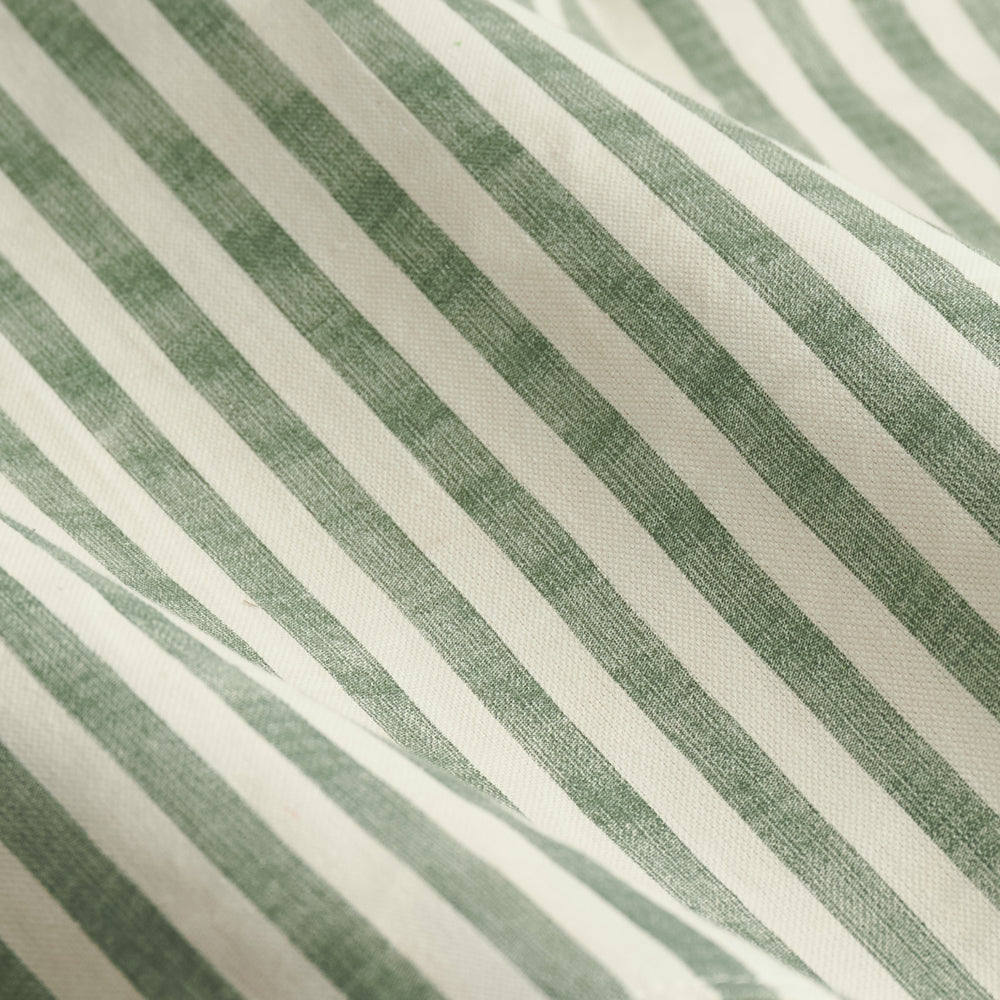 Hebden Striped 100% Cotton Lined Eyelet Curtains Forest Green