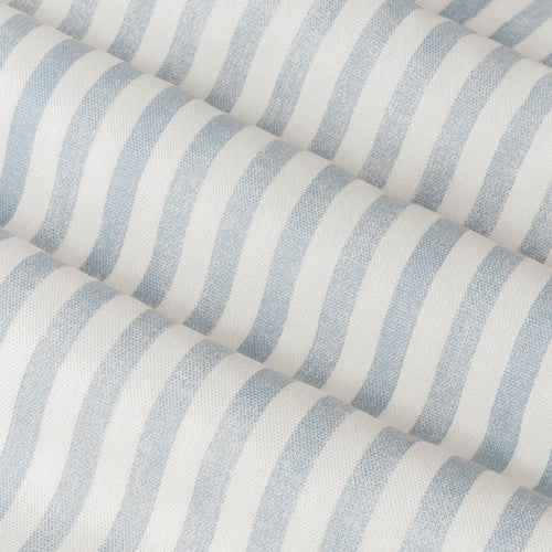 Hebden Striped 100% Cotton Lined Eyelet Curtains Mineral Blue