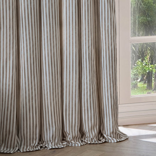 Hebden Striped 100% Cotton Lined Eyelet Curtains Mole