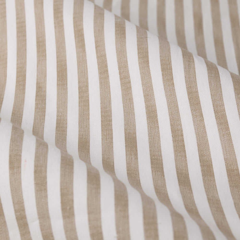 Hebden Striped 100% Cotton Lined Eyelet Curtains Natural
