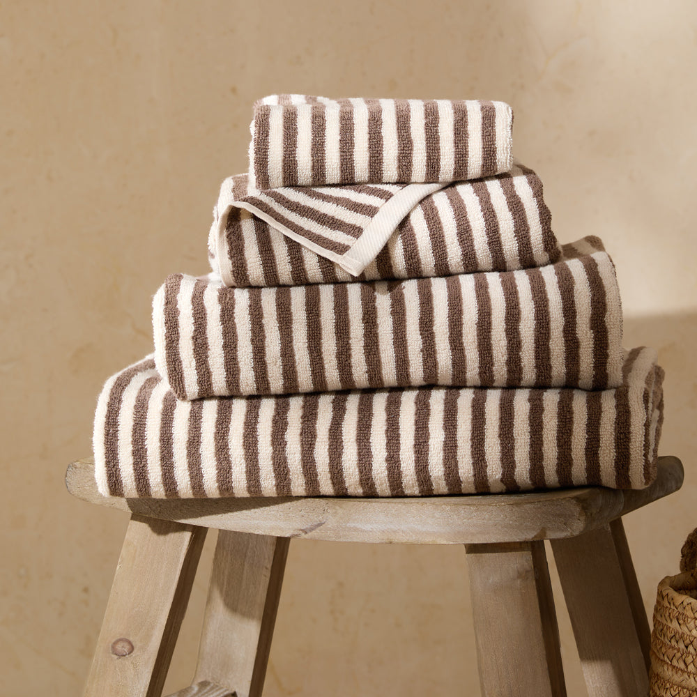 Striped Brown Bathroom - Hebden Striped Cotton Towels Chocolate Yard