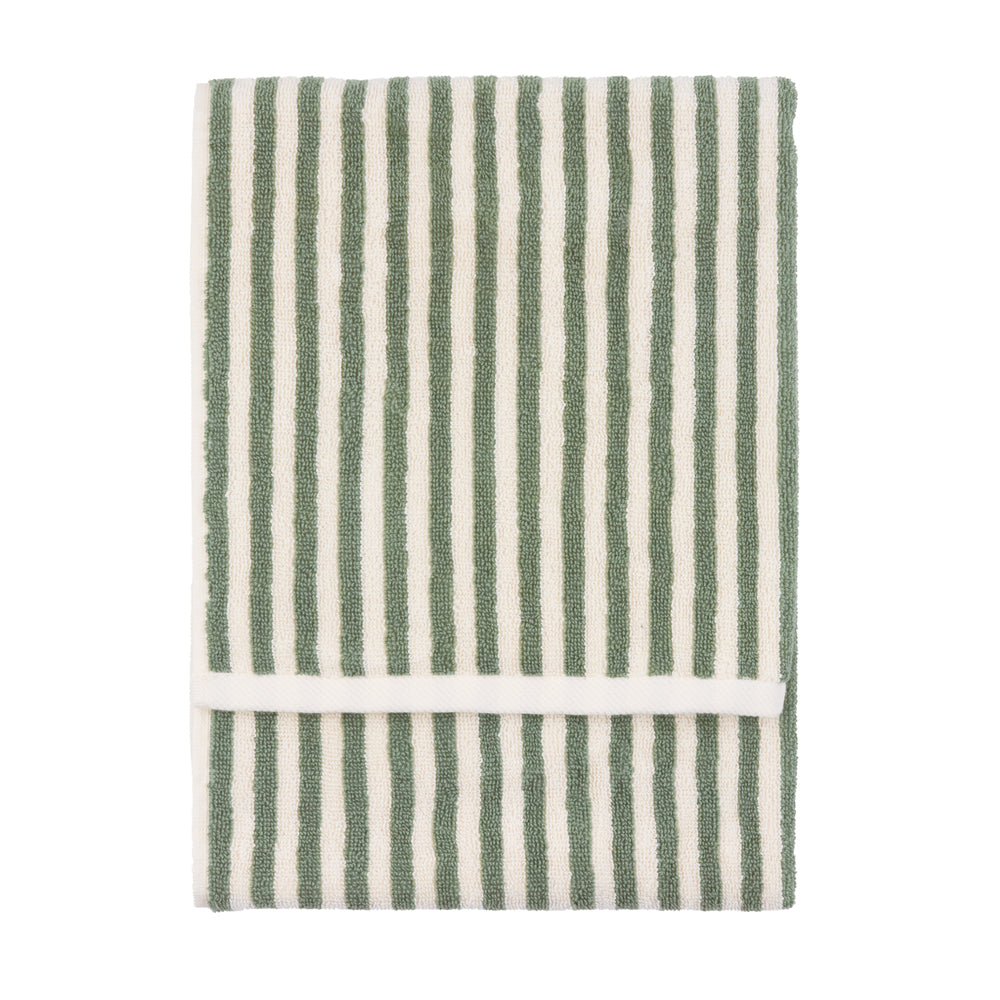 Hebden Striped Cotton Towels Forest