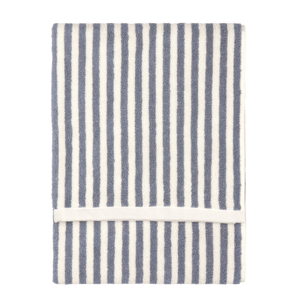 Hebden Striped Cotton Towels Denim Blue