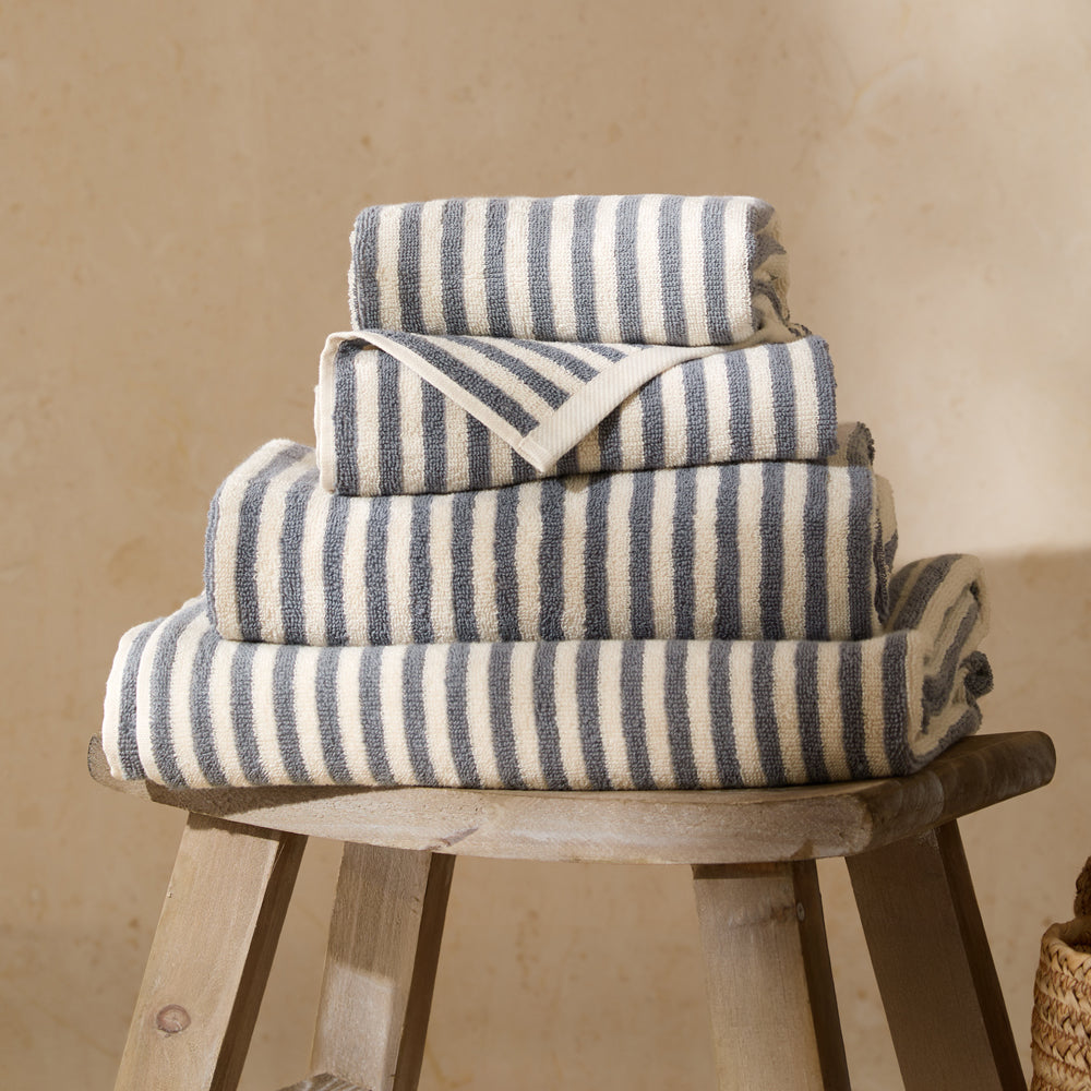Striped Blue Bathroom - Hebden Striped Cotton Towels Denim Blue Yard