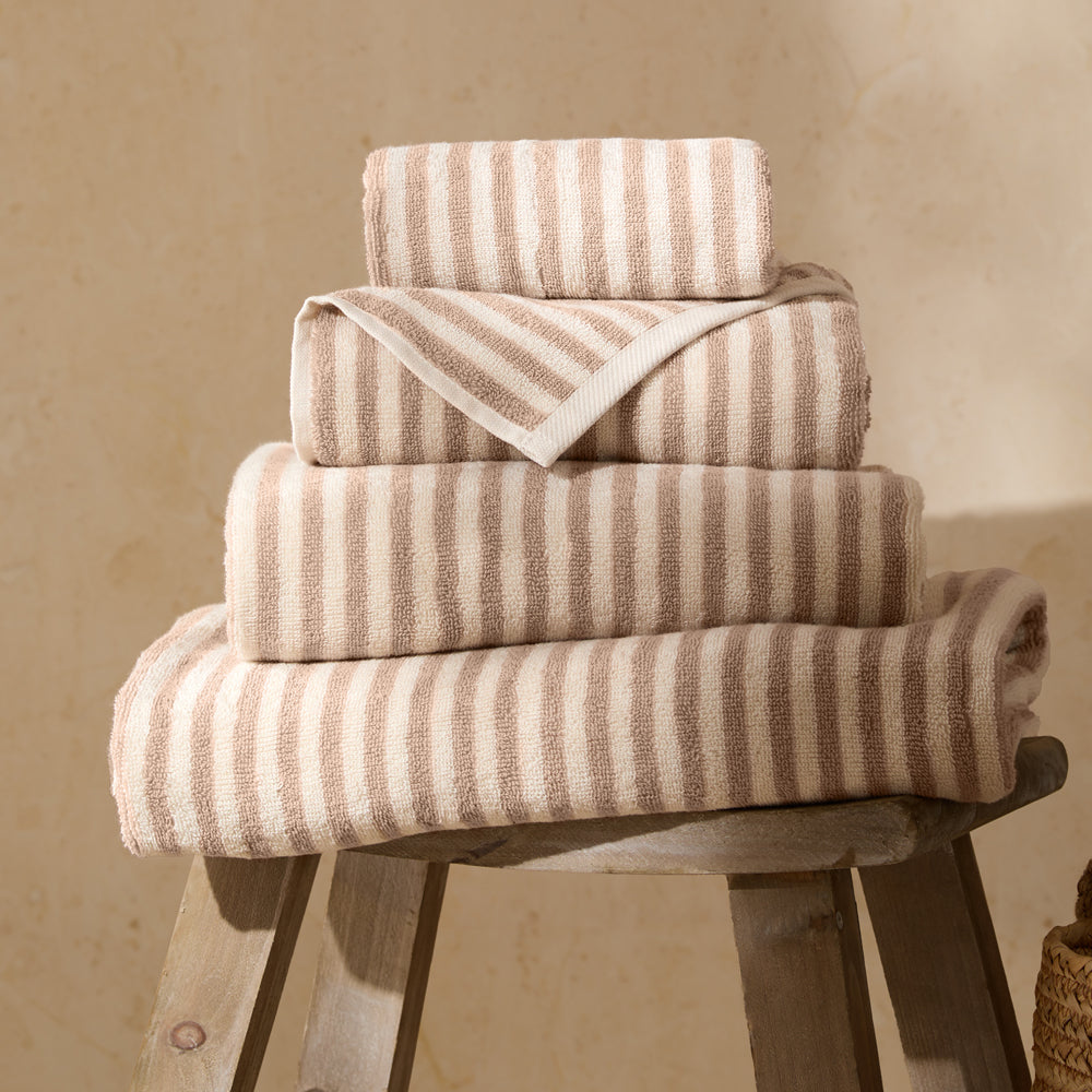Striped Beige Bathroom - Hebden Striped Cotton Towels Natural Yard