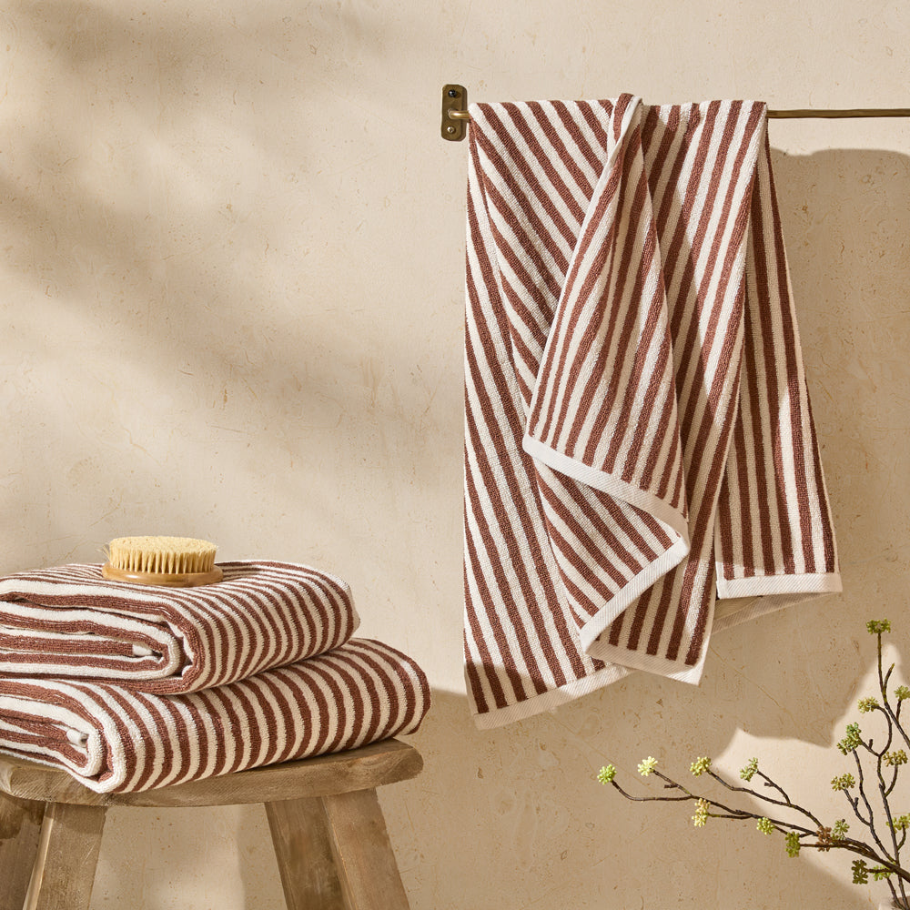 Hebden Striped Cotton Towels Pecan