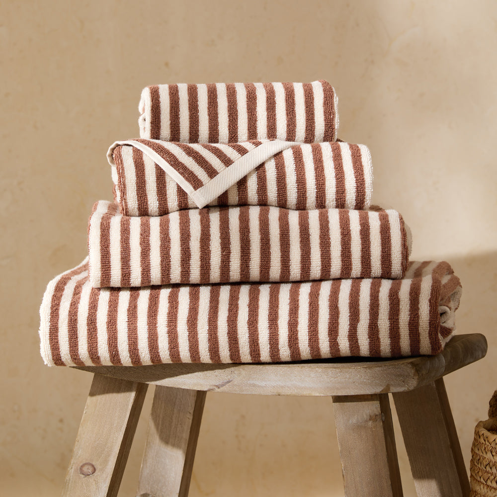 Striped Brown Bathroom - Hebden Striped Cotton Towels Pecan Yard