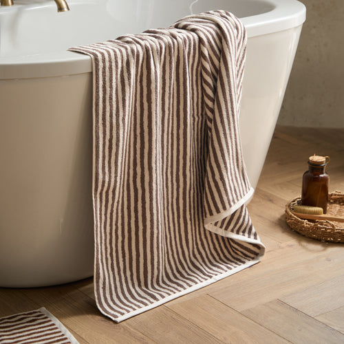 Hebden Striped Cotton Towels Chocolate