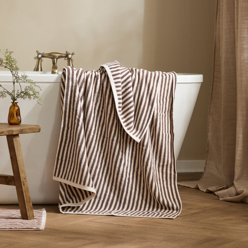 Hebden Striped Cotton Towels Chocolate