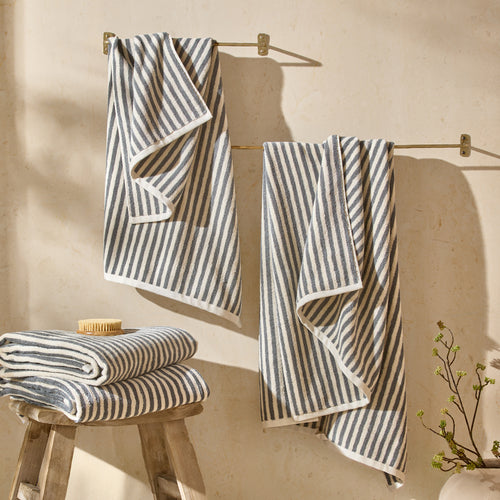 Hebden Striped Cotton Towels Grey