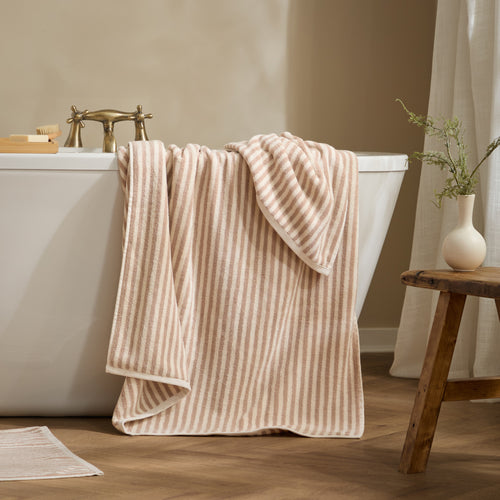 Hebden Striped Cotton Towels Natural