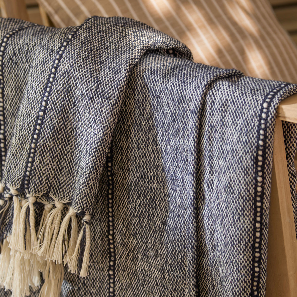 Hedon Woven Indoor/Outdoor Throw Navy