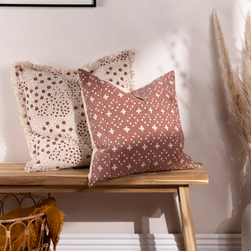 Spotted Brown Cushions - Helm Organic Look Cotton Cushion Cover Pecan Yard