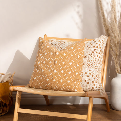 Spotted Yellow Cushions - Helm Organic Look Cotton Cushion Cover Yolk Yard