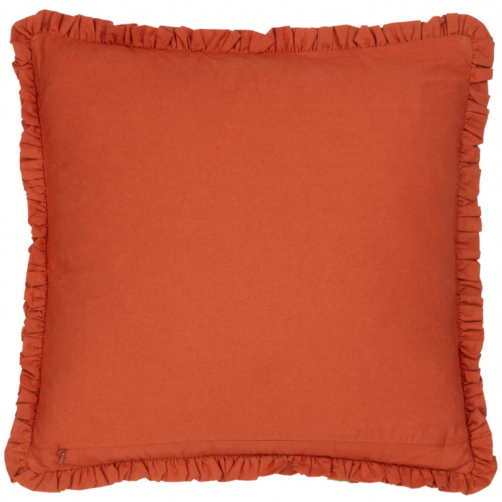 Henderson Embroidered Cotton Cushion Amber/Cerulean