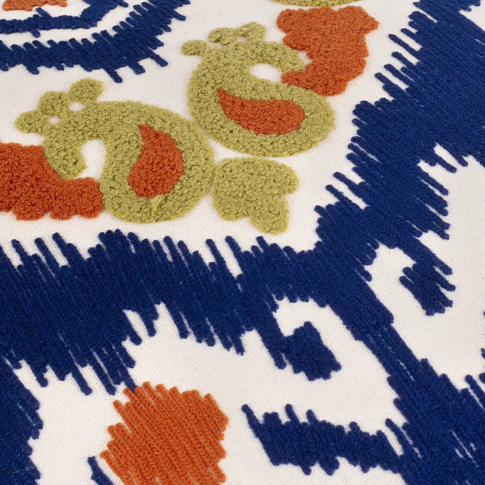Henderson Embroidered Cotton Cushion Amber/Cerulean