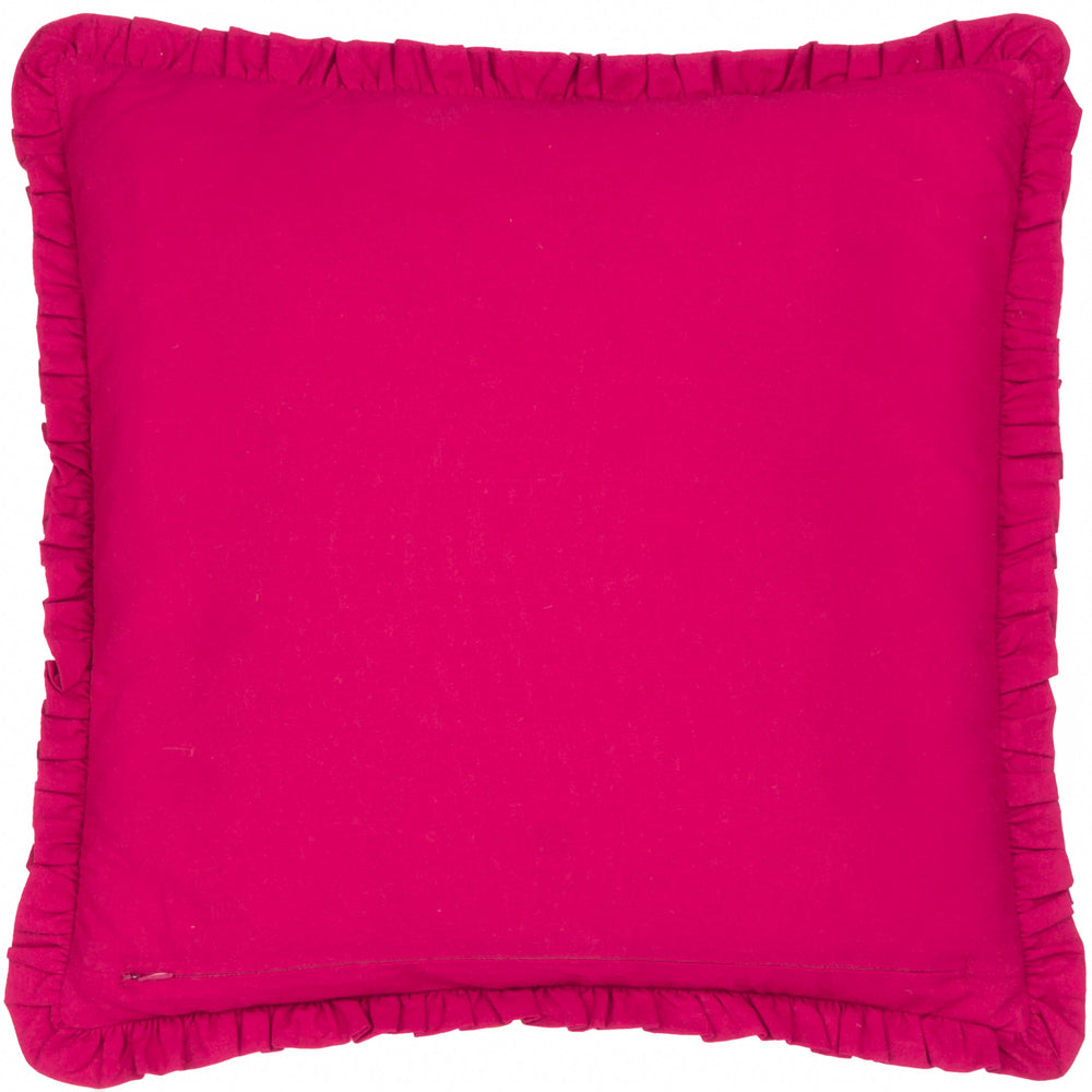 Henderson Embroidered Cotton Cushion Cerise/Jade