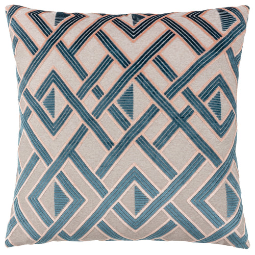 Geometric Blue Cushions - Henley  Cushion Cover Smoke/Rose Paoletti