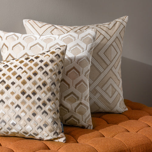 Geometric Beige Cushions - Henley  Cushion Cover Warm Taupe Paoletti
