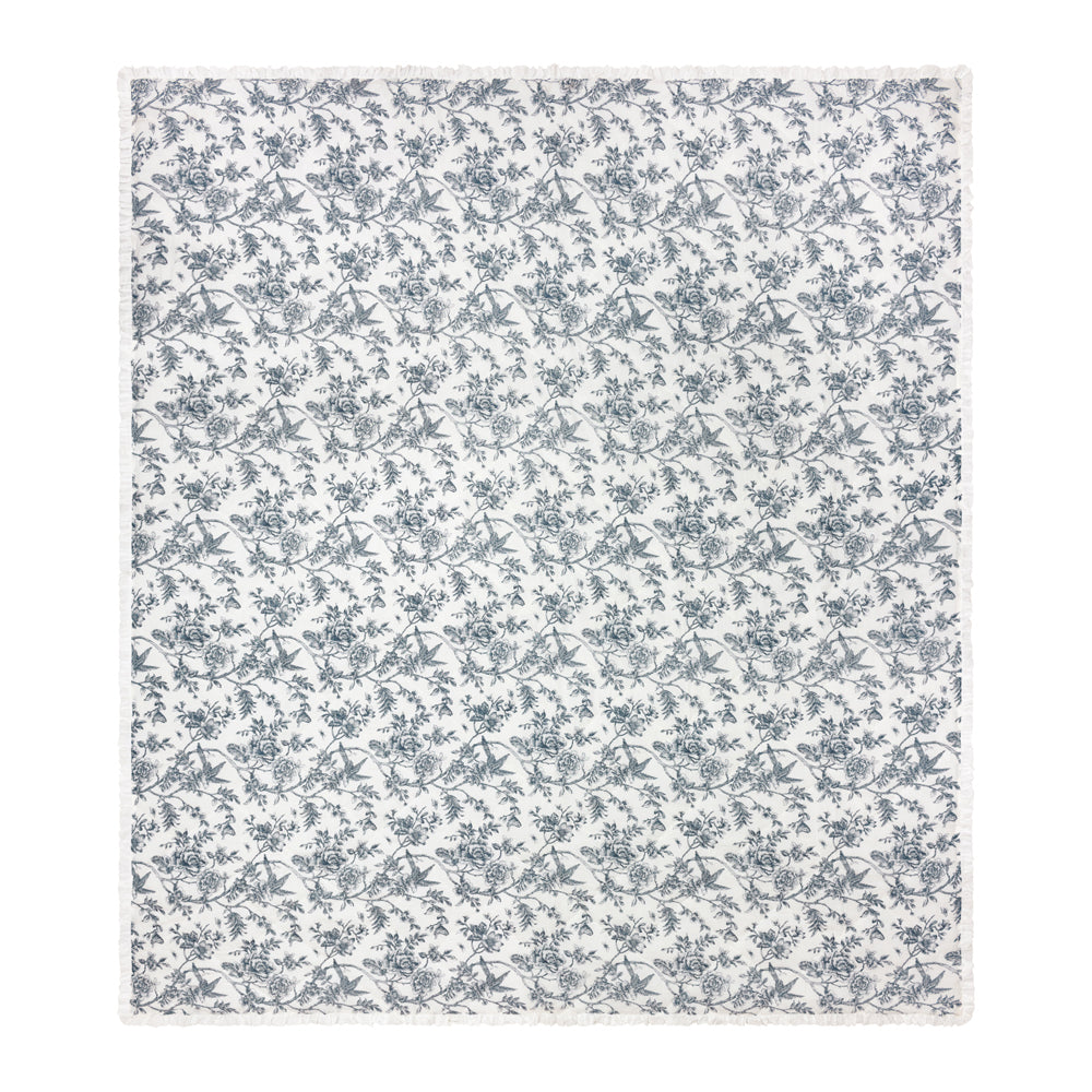Hermione Ruffled Cotton Bedspread Ivory/Blue