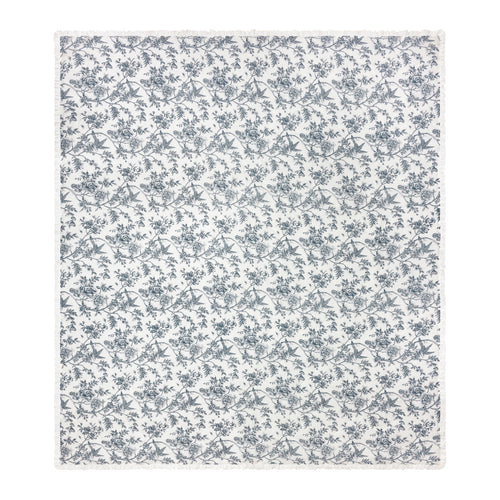 Hermione Ruffled Cotton Bedspread Ivory/Blue