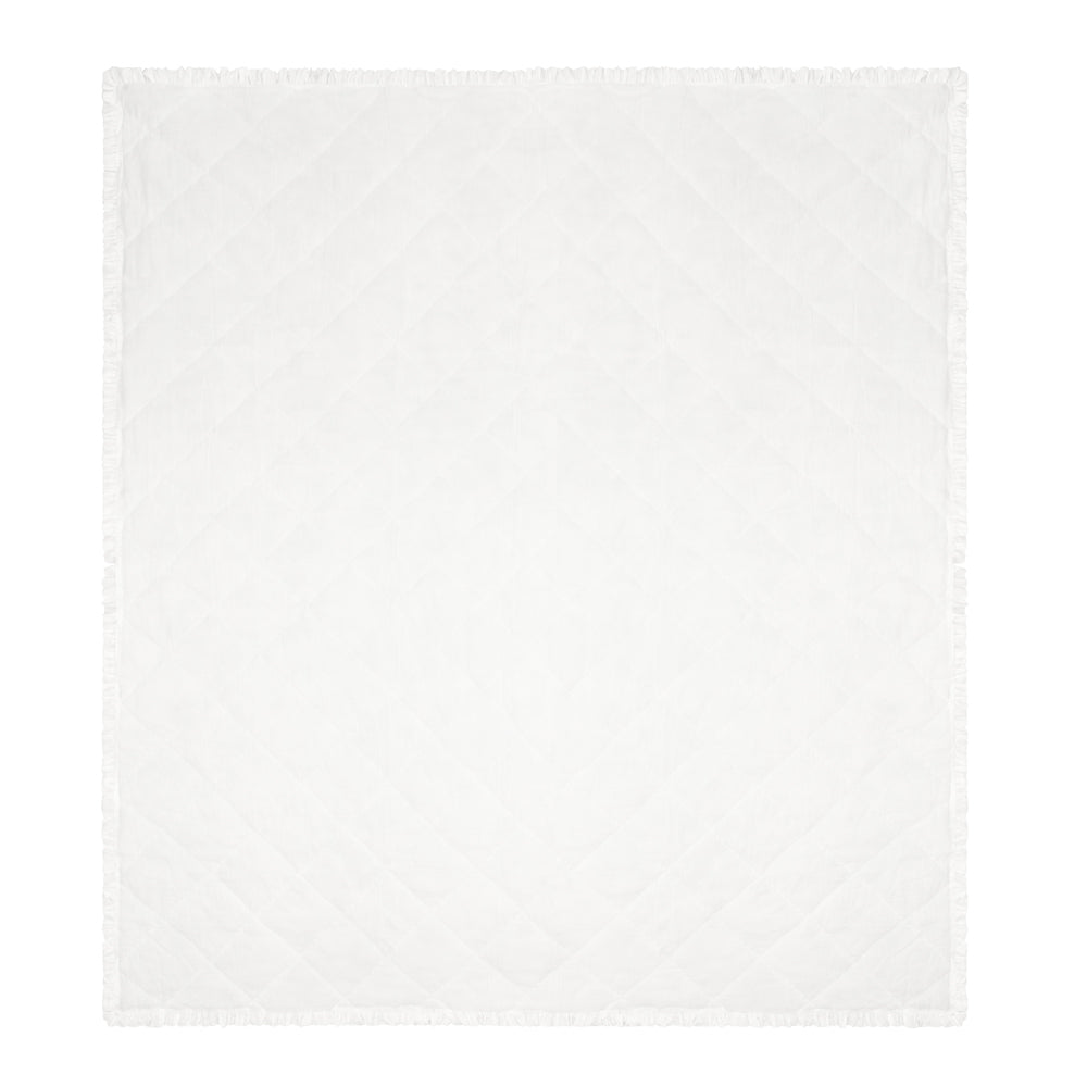 Hermione Ruffled Cotton Bedspread Ivory/Blue
