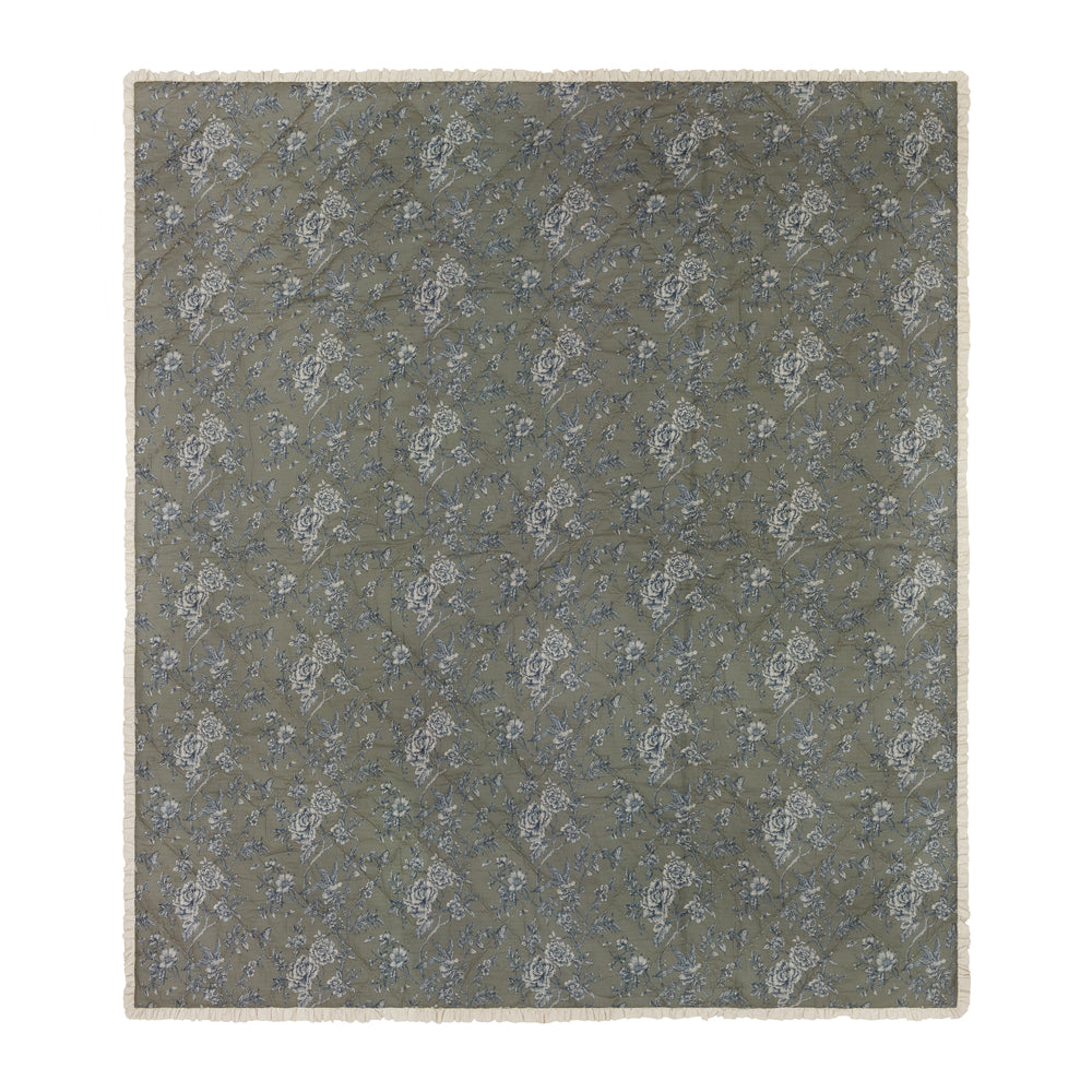 Hermione Ruffled Cotton Bedspread Moss