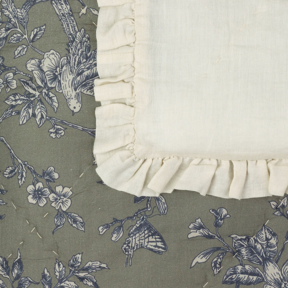 Hermione Ruffled Cotton Bedspread Moss