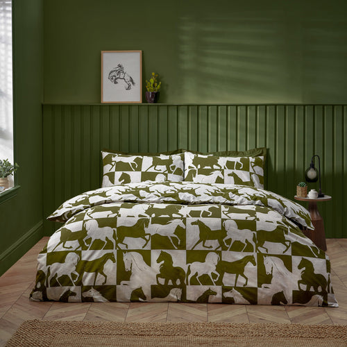 Animal Green Bedding - Herve Reversible Duvet Cover Set Olive furn.