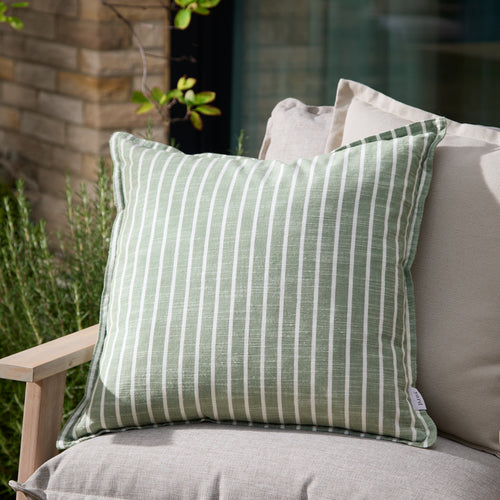 Striped Green Cushions - Hessle Stripe Outdoor Cushion Cover Eucalyptus Yard